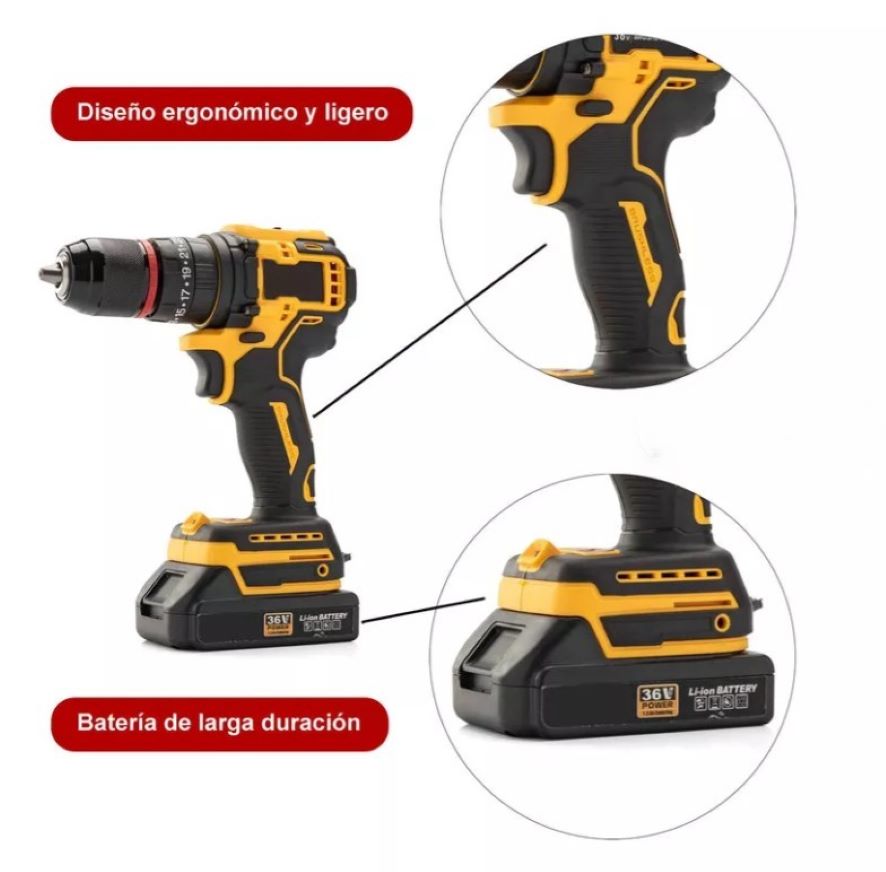 Taladro Inalambrico 36V Con Herramientas