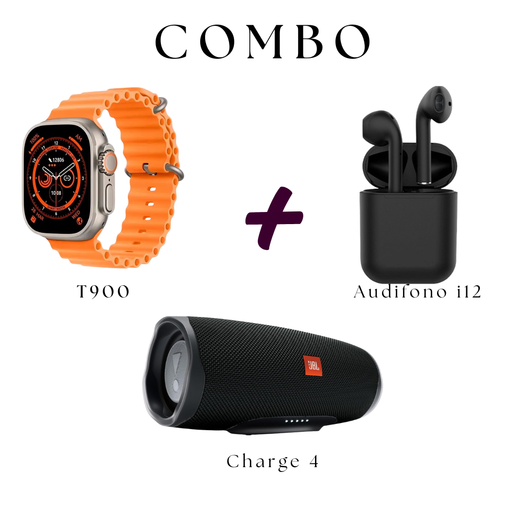 Audifonos i12 + Reloj T900 + Charge 4